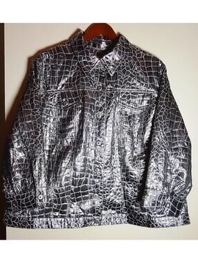 Ruby Rd, Metallic Crocodile-Print Jacket size 24W